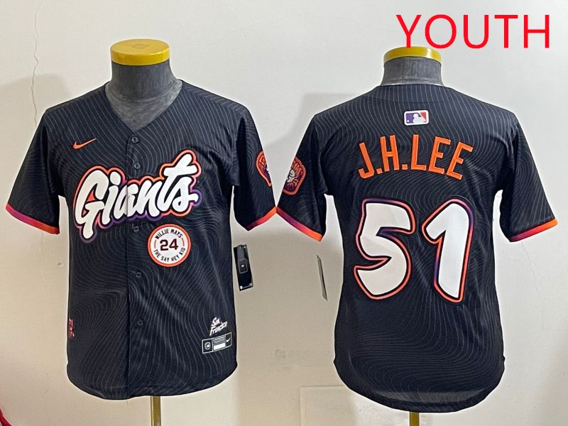 Youth San Francisco Giants #51 J.H.Lee Black Joint Name 2025 Nike MLB Jersey style 11